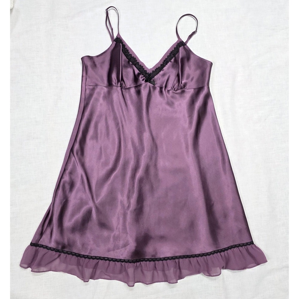 Whimsigoth Chemise Apt. 9 Intimates Womens Large Purple Satin Lace Nightgown Y2k - Picture 1 of 10
